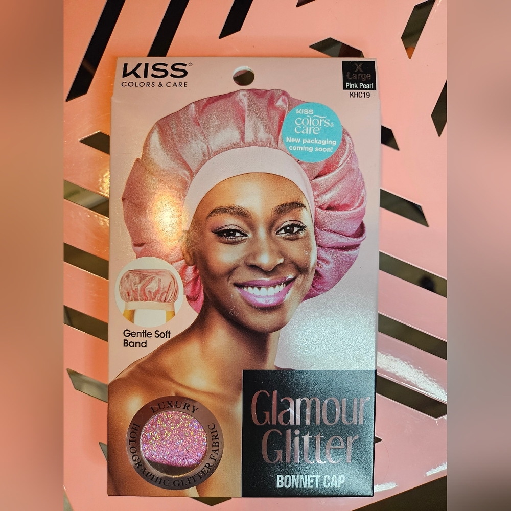NEW! KISS Glamour Glitter Bonnet Cap Pink Sparkle XL Pink Pearl